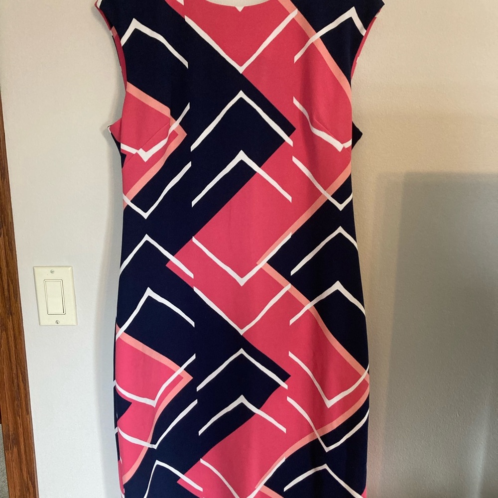 Vince Camuto Pink and Navy Geometric Mini Dress